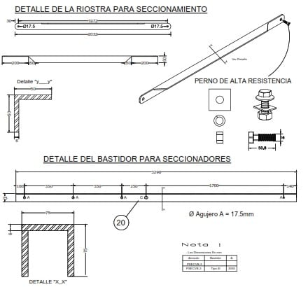 ARMADO TIPO PSECVB-3A SOPORTE DE SECC 2Ø CON UN ANCLAJE BASTIDOR VERTICAL GALV CALIENTE ARAGCU AR1