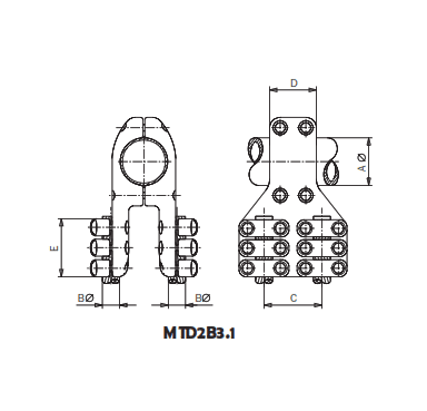 DERIVACION EN T TUBO A CABLE CUADRUPLE MTD2B3.1-10043 ARAGCU AS1