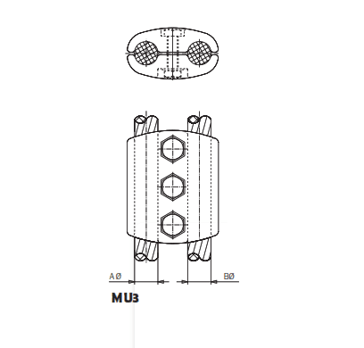 PETACA PARALELA PARA CABLE MU3-2525 ARAGCU AS1