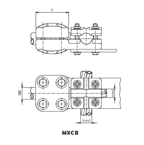 TERMINAL RECTO/DERIVACION DE BORNA A CABLE MXCB-30 ARAGCU AS1