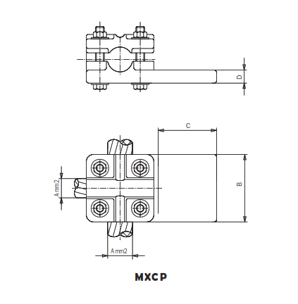 TERMINAL RECTO/DERIVACION DE CABLE A PLETINA MXCP-63055 ARAGCU AS1