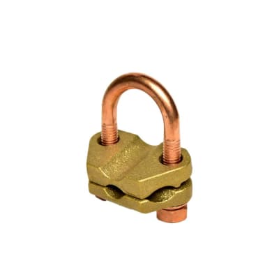 CONECTOR TIERRA DE BRONCE CON PERNO U PARA VARILLA 3/4'' CABLE 20MM HURC - 2 HEX