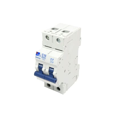 INTERRUPTOR TERMOMAGNETICO 2X10A 10KA 240/415V TIPO C DIN CSMB2C10 CONTROL SWITCHGEAR