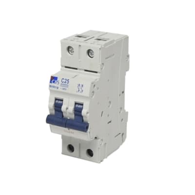 INTERRUPTOR TERMOMAGNETICO 2X25A 10KA 240/415V TIPO C DIN CSMB2C25 CONTROL SWITCHGEAR