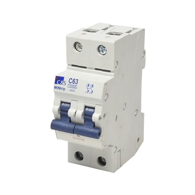 INTERRUPTOR TERMOMAGNETICO 2X63A 10KA 240/415V TIPO C DIN CSMB2C63 CONTROL SWITCHGEAR