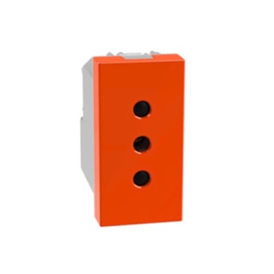 TOMACORRIENTE 2X10A+T PARA ESPIGAS REDONDAS COLOR NARANJA MOSAIC 077513N LEGRAND