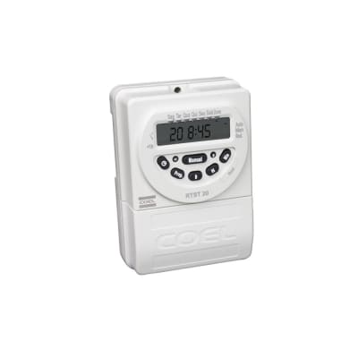 INTERRUPTOR HORARIO DIGITAL DIARIO/SEMANAL 16A 220V RESERVA: 100HRS 20 PROGRAMACIONES RTST-20HR COEL