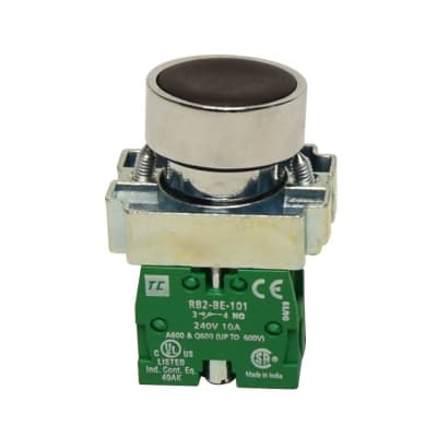 PULSADOR NO LUMINOSO RASANTE NEGRO 22MM 1NA IP65 RCB2-BA21 TC