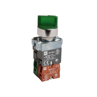 SELECTOR LUMINOSO VERDE 125VAC 2 POSICIONES FIJAS 1NA+1NC RB2BK123+RB2BWL735 TC
