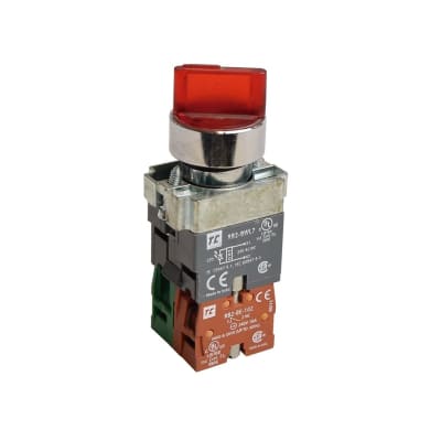 SELECTOR LUMINOSO ROJO 24VAC/DC 2 POSICIONES FIJAS 1NA+1NC RCB2-BK124 TC