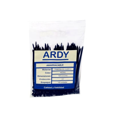 AMARRACABLE NEGRO 100X2.5MM X100UND UV GT-100MC-UV ARDY