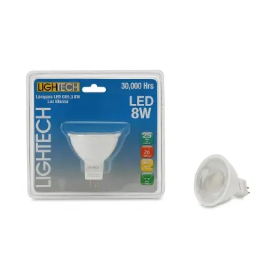 FOCO LED DICROICO GU5.3 8W LUZ FRIA PLASTICO BLANCO LIGHTECH