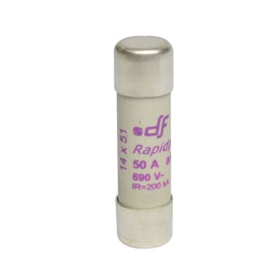 FUSIBLE CARTUCHO 14X51MM ULTRA RAPIDO 50A 600VAC 100KA AR 491270 DF