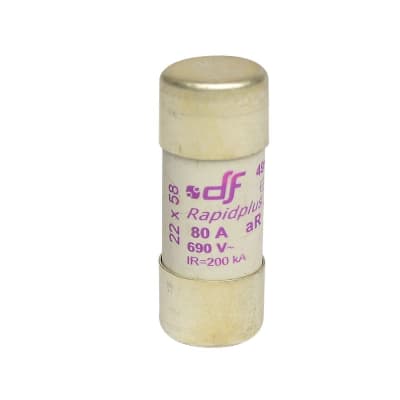 FUSIBLE CARTUCHO 22X58MM ULTRA RAPIDO 80A 600VAC 100KA AR 491330 DF