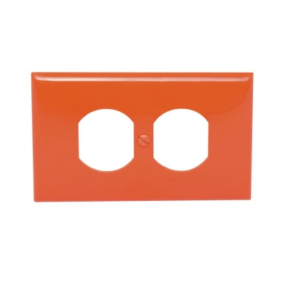 PLACA PARA TOMACORRIENTE DOBLE DE NYLON NARANJA 80703-ORG LEVITON