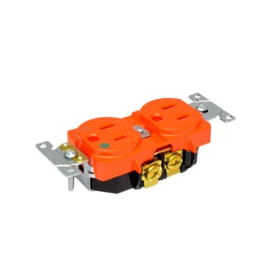 TOMACORRIENTE DOBLE 2X15A+T USO HOSPITALARIO NEMA 5-15R NARANJA 8200-IG LEVITON