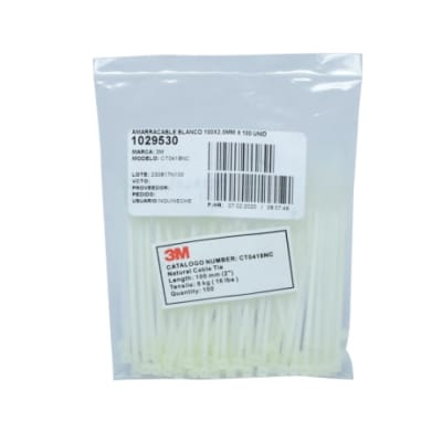 AMARRACABLE BLANCO 100X2.5MM X100UND WE600011640 3M PERU