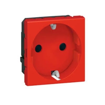 TOMACORRIENTE PARA EMPOTRAR SCHUKO 2X16A+T 250V 2 MODULOS ROJO MOSAIC 77218 LEGRAND