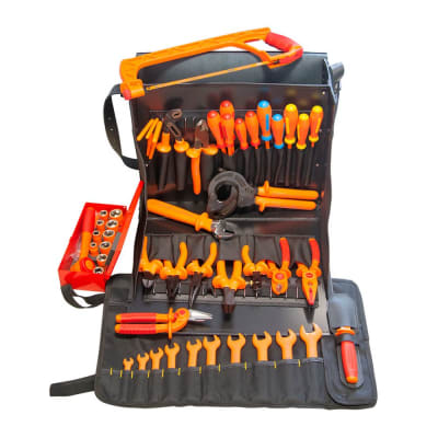 KIT DE HERRAMIENTAS AISLADAS C/49 COMPONENTES C/M,ALETIN DE CUERO DS49 DERANCOURT