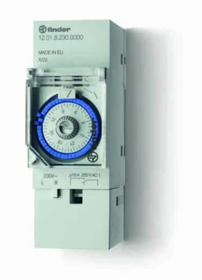 INTERRUPTOR HORARIO DIGITAL 16A 230VAC 1NA 1NC PROGRAMACION SEMANAL 127182300000 FINDER