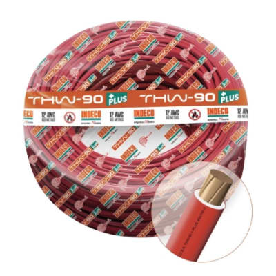 CABLE THW-90+PLUS 14AWG 750V AISLAMIENTO PVC ROJO CLASE 2 X ROLLO 10055667 INDECO