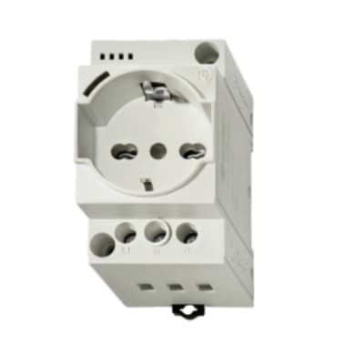 TOMACORRIENTE PARA RIEL SCHUKO 2X16A+T 230V IP20 CON LED RAL7035 7U0082300010 FINDER