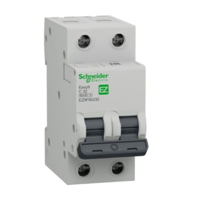 INTERRUPTOR TERMOMAGNETICO 2X32A 10KA/6KA 240/480VAC EZ9F56232 SCHNEIDER ELECTRIC