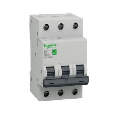 INTERRUPTOR TERMOMAGNETICO 3X63A 10KA/6KA 240/480VAC EZ9F56363 SCHNEIDER ELECTRIC