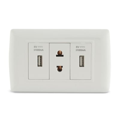 TOMACORRIENTE UNIVERSAL + 2 TOMAS USB BASIC ORANGE