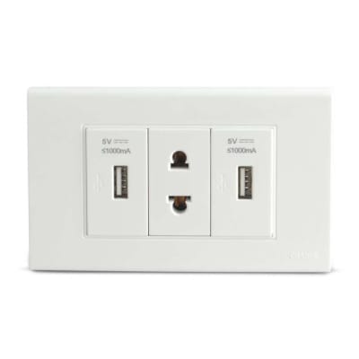 TOMACORRIENTE UNIVERSAL + 2 TOMAS USB CLASSIC ORANGE