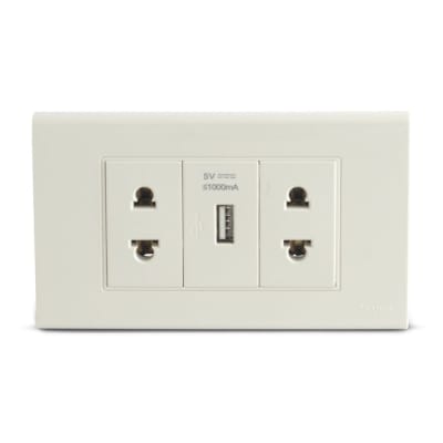 TOMACORRIENTE DOBLE + USB CLASSIC ORANGE