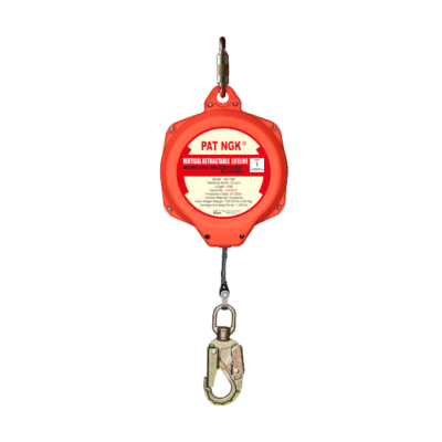 LINEA RETRACTIL CINTA DE NYLON 25MMX15M CON GANCHO DOBLE SEGURO CARABINERO HE 15N PATNGK