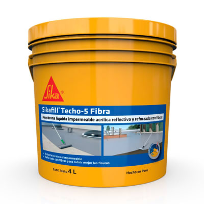 IMPERMEABILIZANTE DE TECHOS Y TERRAZAS SIKAFILL TECHO-5 FIBRAGRIS 4L SIKA