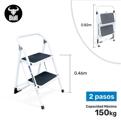 ESCALERA ACERO TIPO TABURETE 2 PASOS 150KG 0.46M ST150-2IA AMERICAN BULL