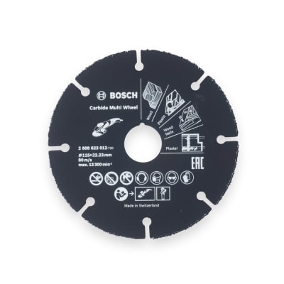 DISCO DE CORTE MODELO 2 608 623 012 DE CARBURO PARA MADERA 4.5'' NEGRO BOSCH
