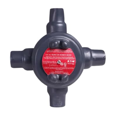 CAJA REDONDA TIPO GUAX AL. 2'' COVER Ø5'' REVESTIDA DE PVC NEMA 7 CL1 DIV1&2 UL DOMEX BOND ROJO