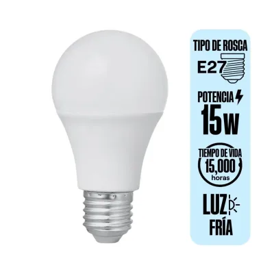 FOCO LED BULBO 15W LUZ FRIA EFICIENCIA ENERGÉTICA B ORANGE