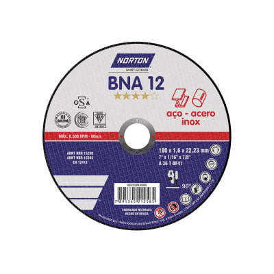 DISCO DE CORTE INOX. BNA12 7''-180X1.6MM NORTON