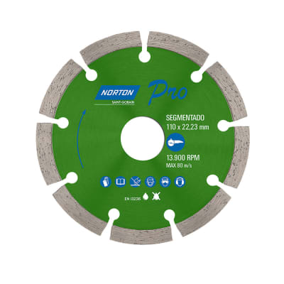 DISCO DE CORTE DIAMANTADO PRO SEGMENTADO 110 MM PLATA NORTON