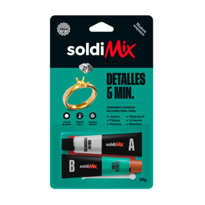 PEGAMENTO SUPER 5 MINUTOS 35G BLANCO RESINA EPOXICA SOLDIMIX