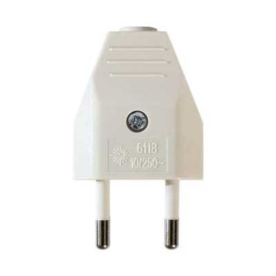 CLAVIJA ENCHUFE TERMOPLASTICO 10A 250V REDONDO BLANCO SOLERA