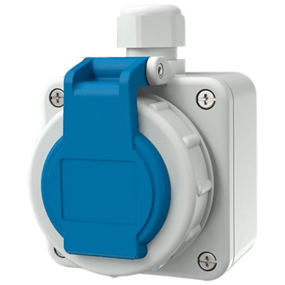 TOMA VISIBLE SCHUKO 16A 2P+T 250V AZUL HERMATICO IP68 MENNEKES