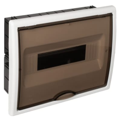 TABLERO EMPOTRADO TERMOPLASTICO. 12P. PUERTA FUME VERTICAL. 277X220X72MM SOLERA