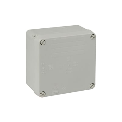CAJA DE PASE SIN CONOS GRIS. 100X100X55MM SOLERA