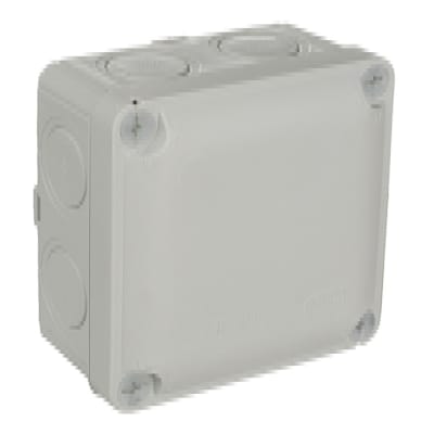 CAJA DE PASE LIBRE DE HALOGENO SIN CONOS 100X100X55MM IP65 IK08 GRIS SOLERA