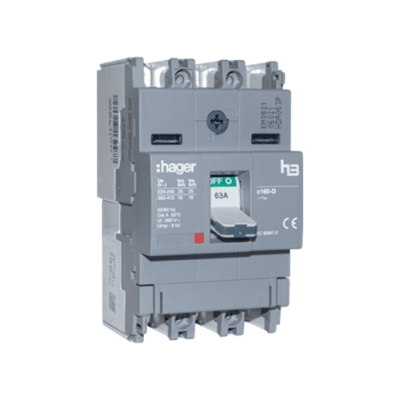 ITM CAJA MOLDEADA FIJO H3 X160 3P 20A TF/MF. 25KA/240V HAGER