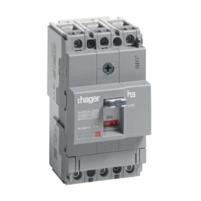 ITM CAJA MOLDEADA FIJO H3 X160 3P 80A TF/MF. 25KA/240V HAGER