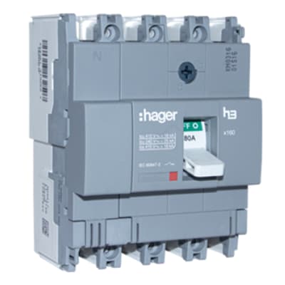 ITM CAJA MOLDEADA FIJO H3 X160 4P 160A TF/MF 25KA/240V HAGER