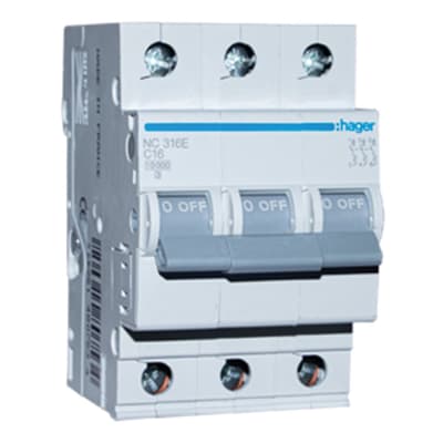 INT. RIEL TERMOMAGNETICO NC 3P 16A C 10KA/415V HAGER
