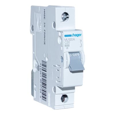 INT. RIEL TERMOMAGNETICO MU 1P 20A. C 6KA/230V HAGER